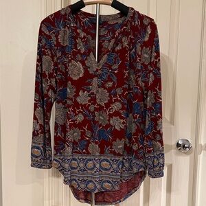 Lucky Brand Burgundy Floral Blouse
